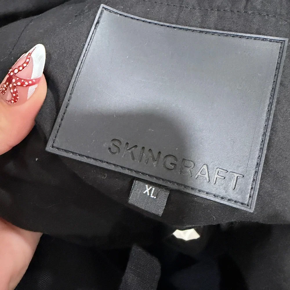 Skingraft Black 100% Linen Asymmetric Wrap Blazer Jacket XL Shawl Collar Tie